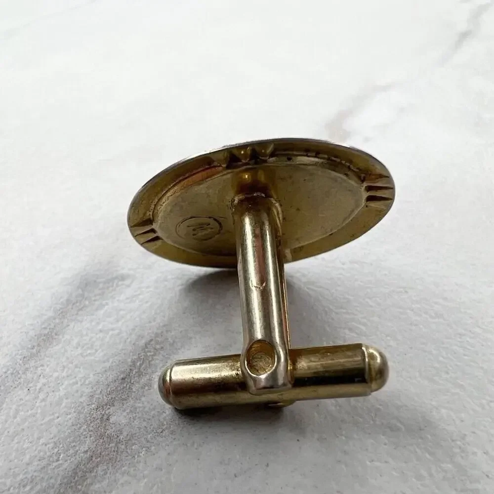 Vintage Gold Tone Rhinestone Single Cufflink